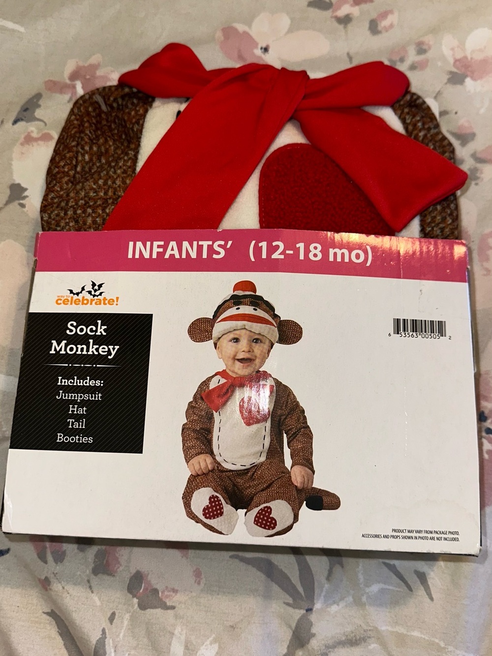 Disney Sock Monkey Infant Jumpsuit with Red Accents